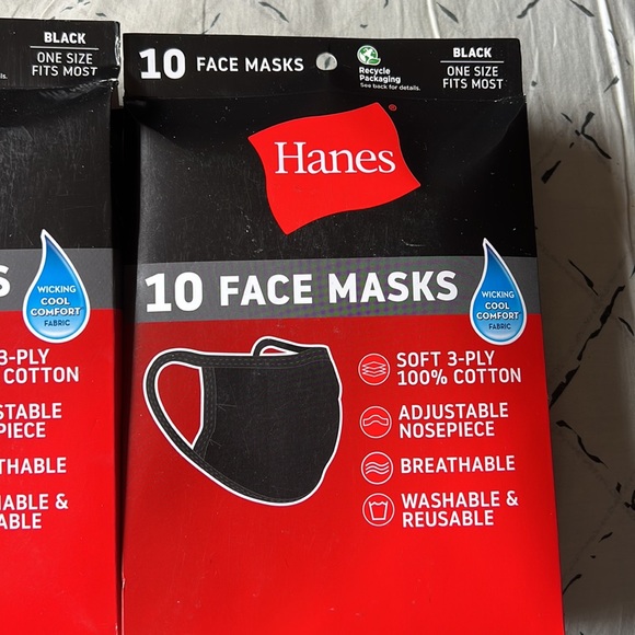 Hanes 2 packs Reusable Face Masks (10pc Mask Per Box)100% Cotton Washable Unisex - Picture 2 of 6